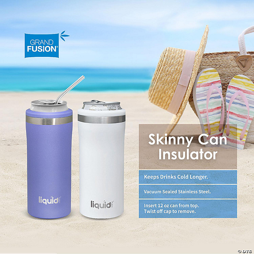 Grand Fusion Icy BEV Kooler Skinny Can Insulator - White