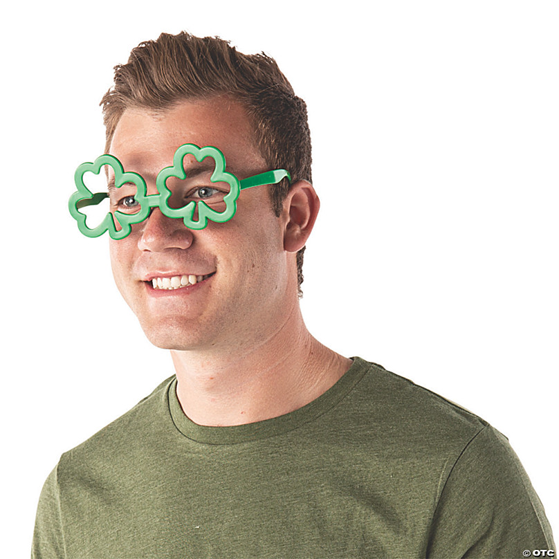 Green Shamrock Glasses - 12 Pc.