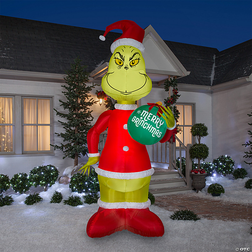Grinch With Ornament Airblown | Oriental Trading