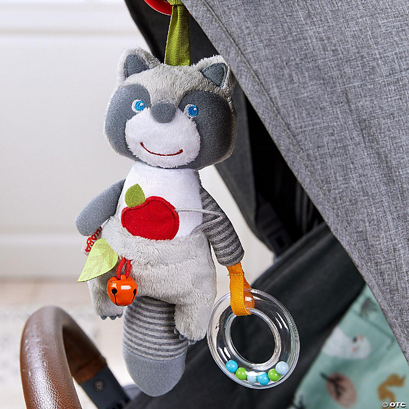 HABA Willie the Raccoon Soft Dangling Figure for Car Seats, Strollers, Playpens