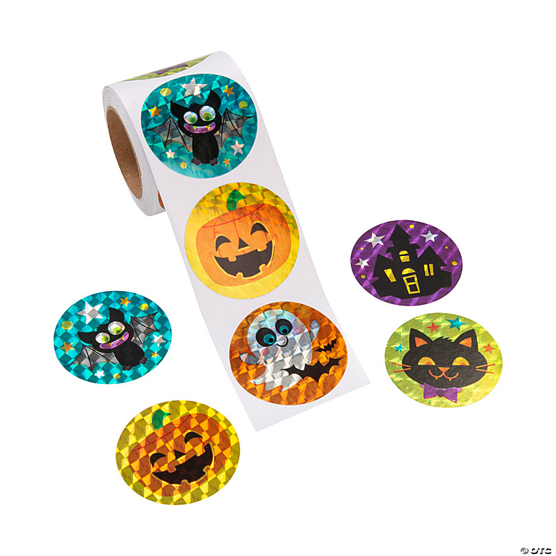 Bulk 144 Pc. Goofy Jack-O'-Lantern Face Stickers
