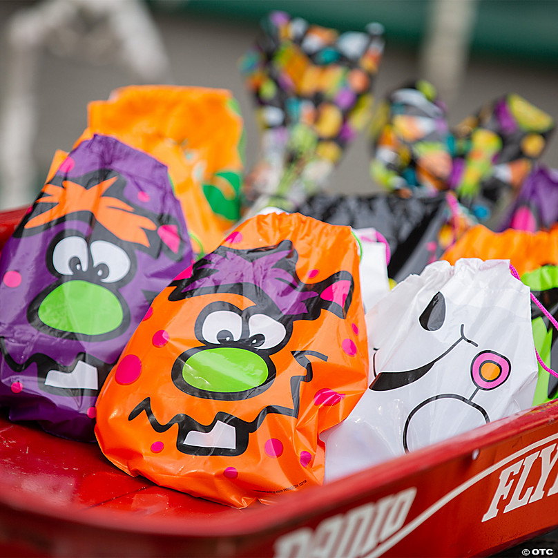 Unomor 72 PCS Halloween Treat Bags Drawstring Halloween Candy Bags for Goody Kids Trick Treat Bags 