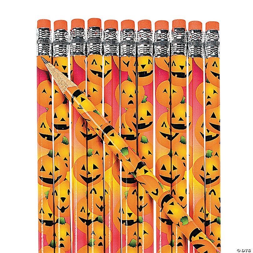 24 Halloween Wood Pencils - Assorted Patterns (Random Color)