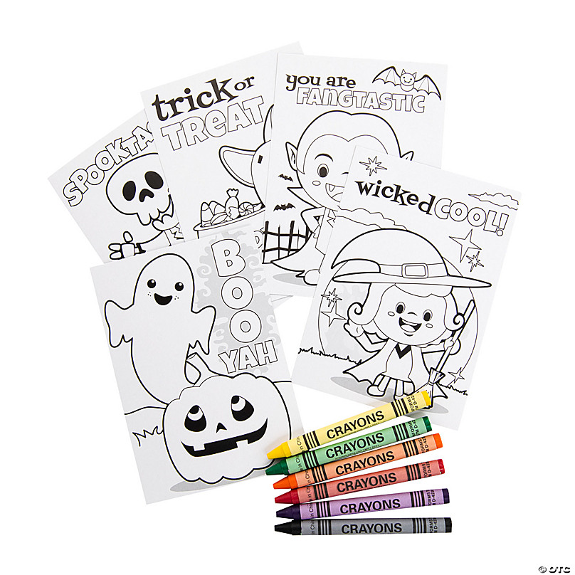 Bulk Halloween Coloring Books & Crayons Kit for 144