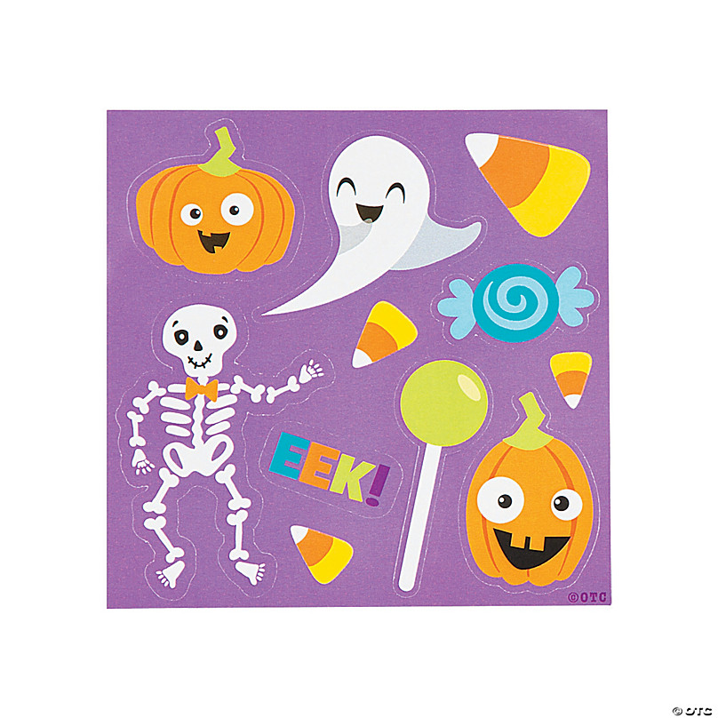 Halloween Pumpkin Stickers 24 Per Sheet 16mm Diameter 10 Sheets/Pack 