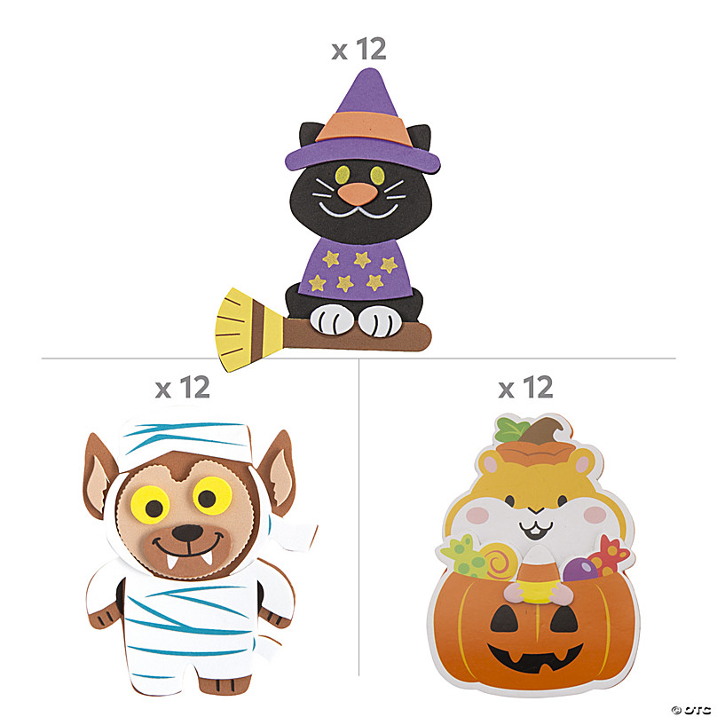 Bulk Halloween Friends Trick-Or-Treat Bags Craft Kit - Makes 50