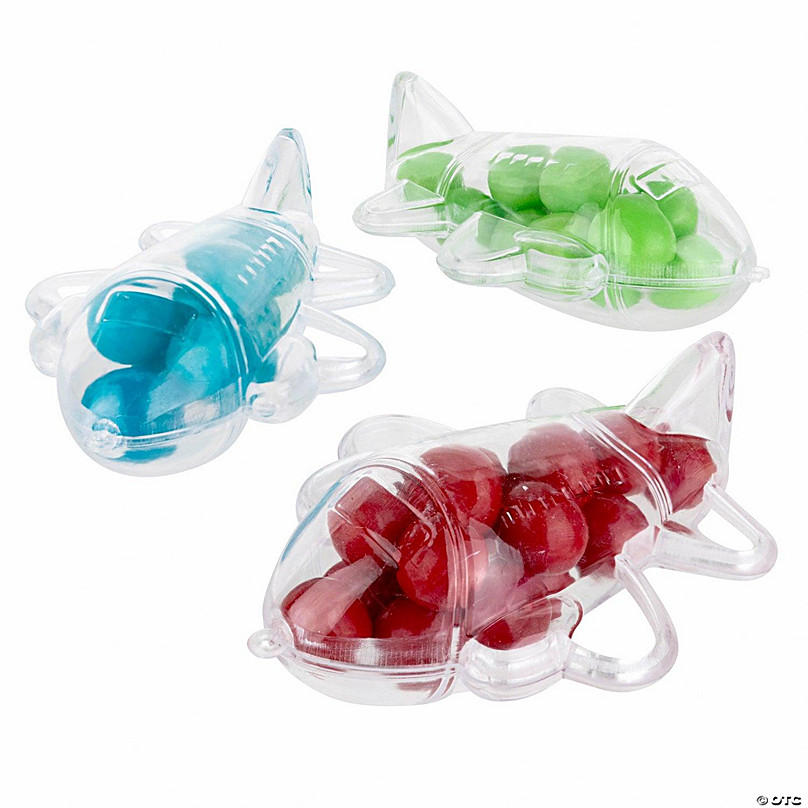 Hammont - Airplane Shaped Acrylic Candy Boxes - 12 Pack - 3.77x3.11x1.18  -Birthdays, Party Favors and Gifts Cute Clear Fillable Ornaments Crafts  Decorations