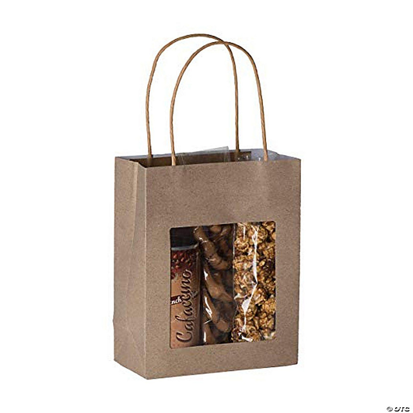 50 Pack Small Kraft Paper Gift Bags with Handles for Party Favors, 6.25 x 3.5 Inches, Brown