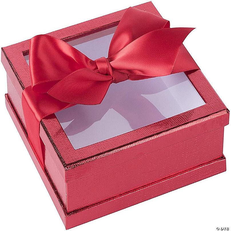 Gift Boxes with Lids Orange Small Gift Box with Ribbon Handle for