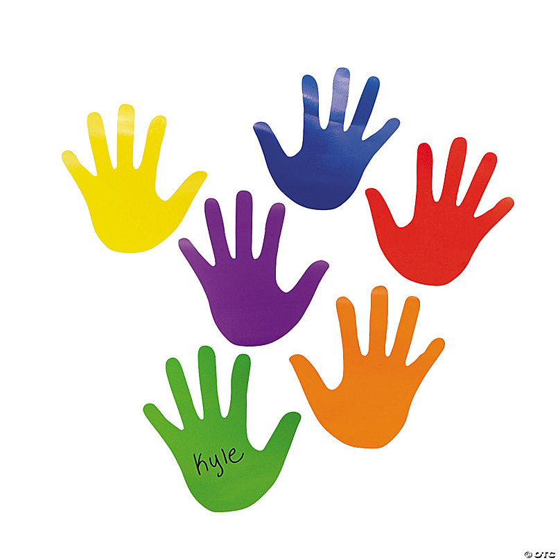 Hand Creative Cutouts Handprint Accents Paper Cutouts Name Tags Bulletin Board Classroom Decoration for Teacher Student Back to School Party 48 Pieces Colorful Handprint Cut-Outs 5.5 x 3.9 Inch