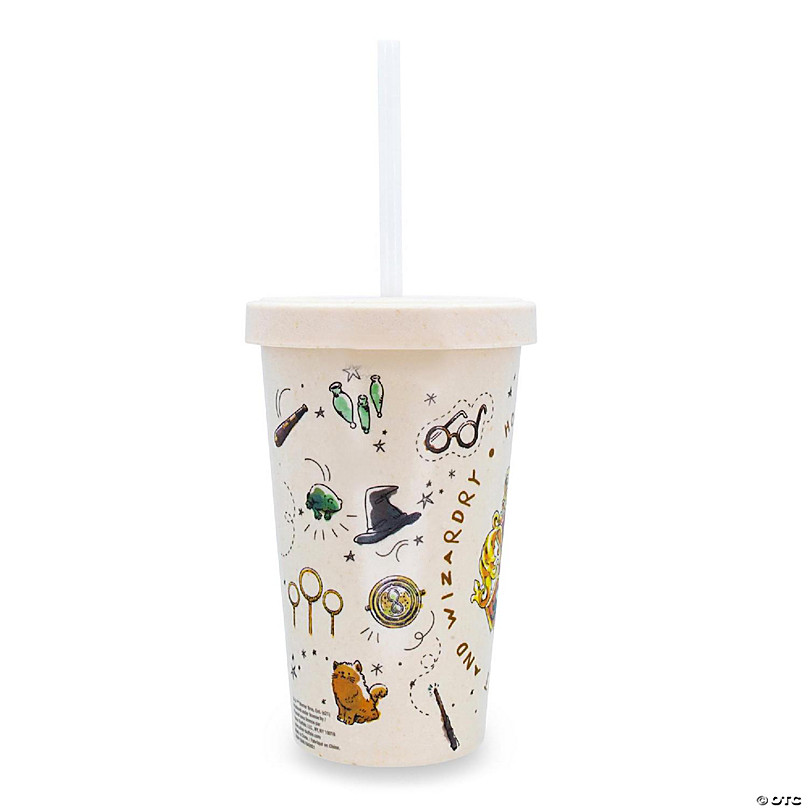 Harry Potter Hogwarts Bamboo Tumbler Cup With Lid And Straw Holds 20 Ounces