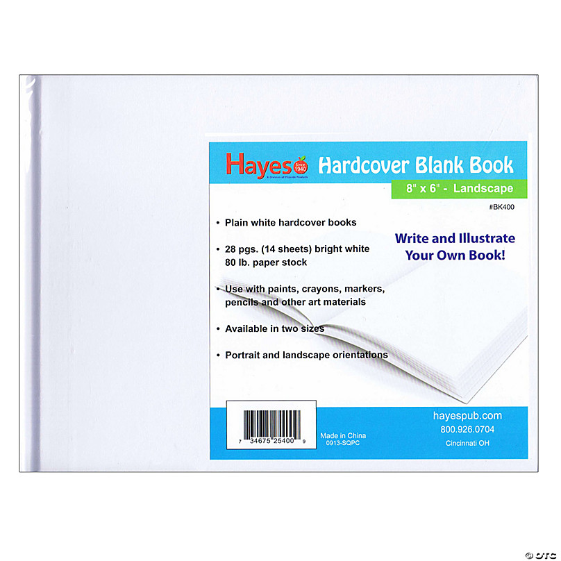 TeachersParadise - Hayes Hardcover Blank Book, Landscape 8 x 6