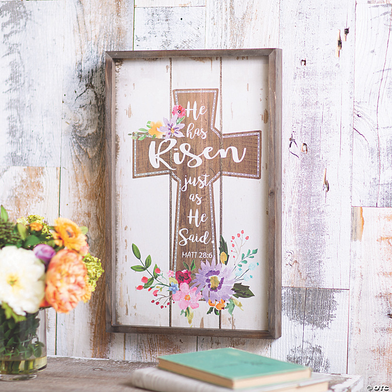 Scripture Wall Art. Christ is Risen Floral Wall Art Farmhouse Sign Easter Decorations Resurrection Day Christ the Lord is Risen