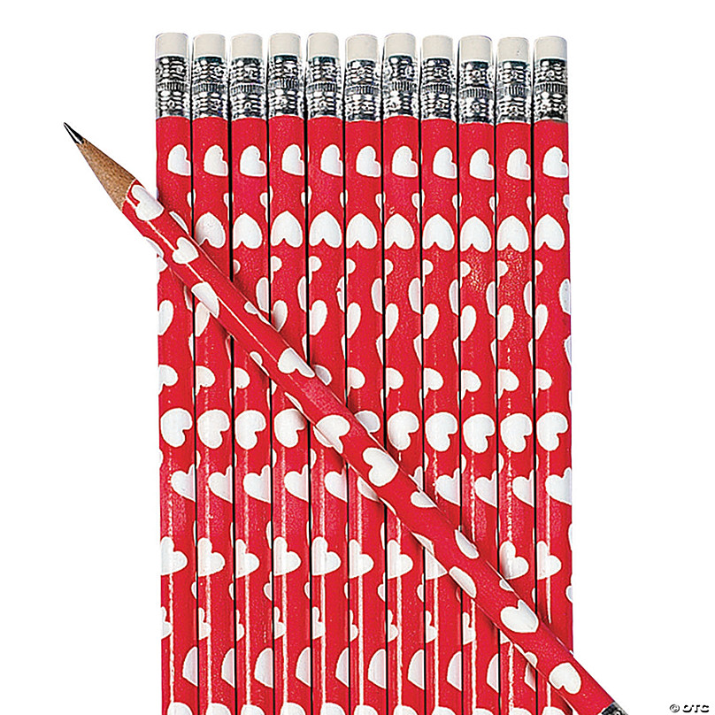 24 Valentine's Day Themed Holiday Pencils Bundle Pack of Two (2) Assorted  Sets of 12 Pencils Each