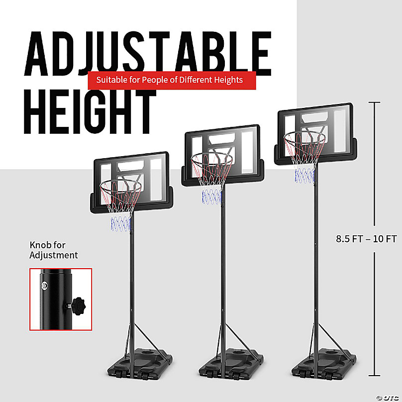 Height Adjustable Portable Basketball Hoop System Shatterproof Backboard  Wheels 2 Nets : Target