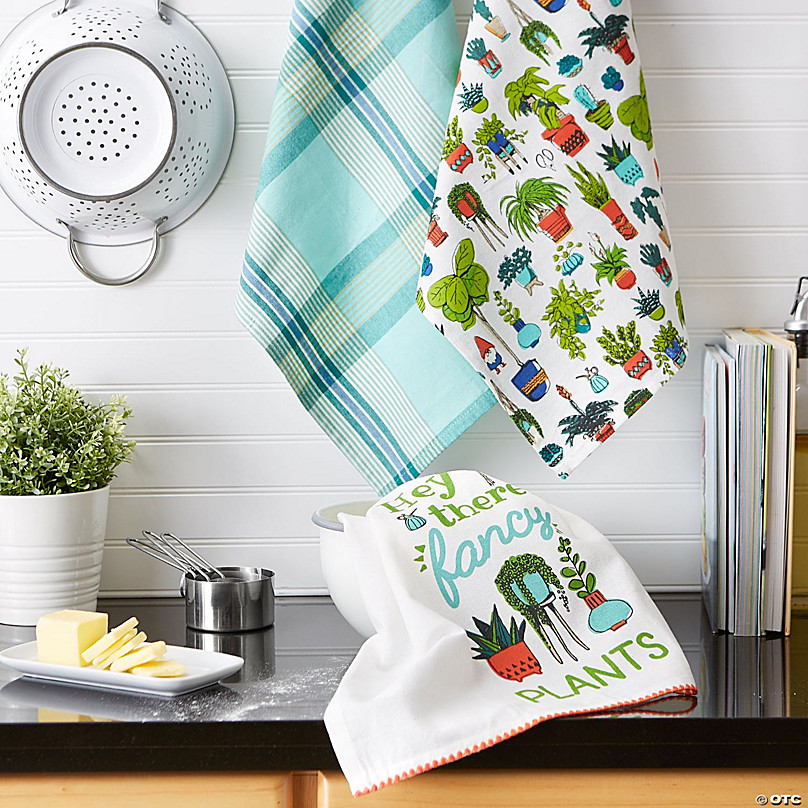 Design Imports Set of 3 Hey There Fancy Plants Kitchen Towels