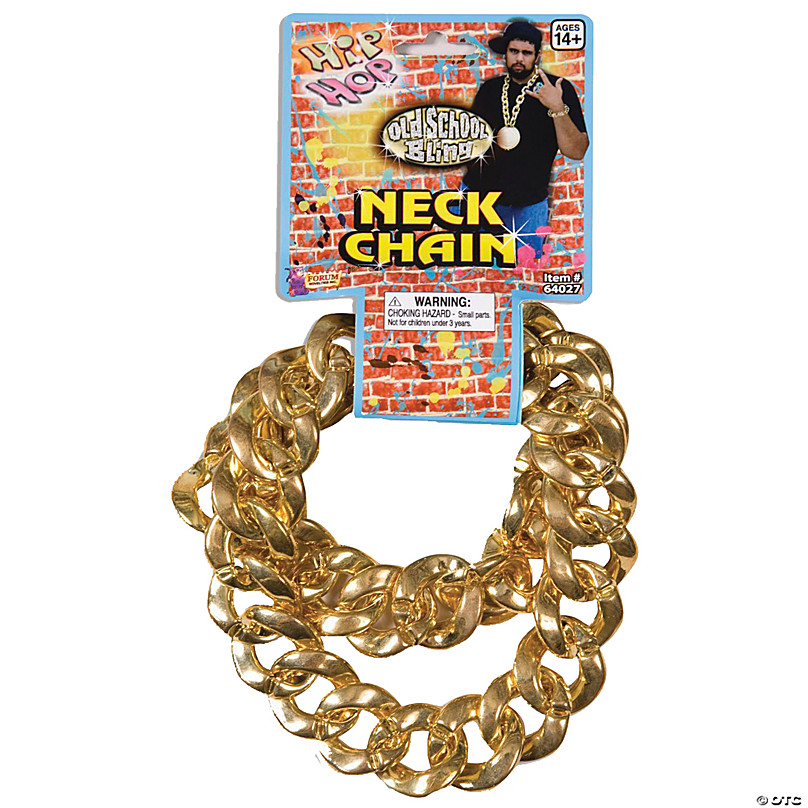 Skeleteen Rapper Gold Chain Accessory - 90s Hip Hop Fake Gold