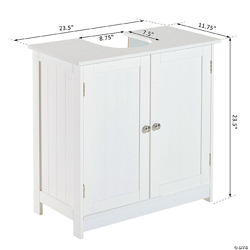 HOMCOM 24 Under Sink Storage Cabinet with 2 Doors and Shelves Pedestal  Sink Bathroom Vanity Furniture White
