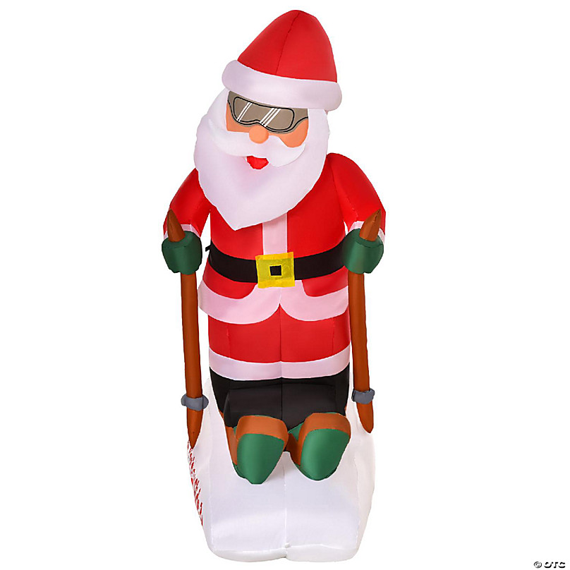 Comin 4 FT Christmas Inflatable Santa Claus with Built-in LED Light, Light  up Santa Sitting Raising Hand Outdoor Christmas Decoration, Blow UP Yard