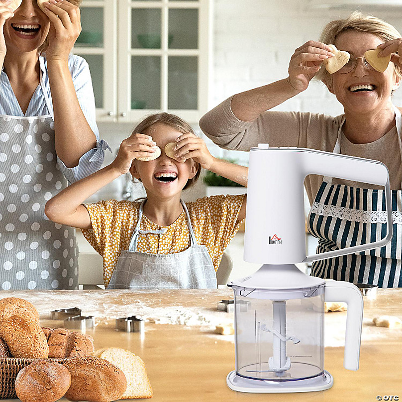 HOMCOM 5-in-1 Electric Hand Mixer, Handheld Mixer with Measuring Cup, 300W  Immersion Blender with 5+1P Speeds, Dough Hooks for Fruit and Milkshake