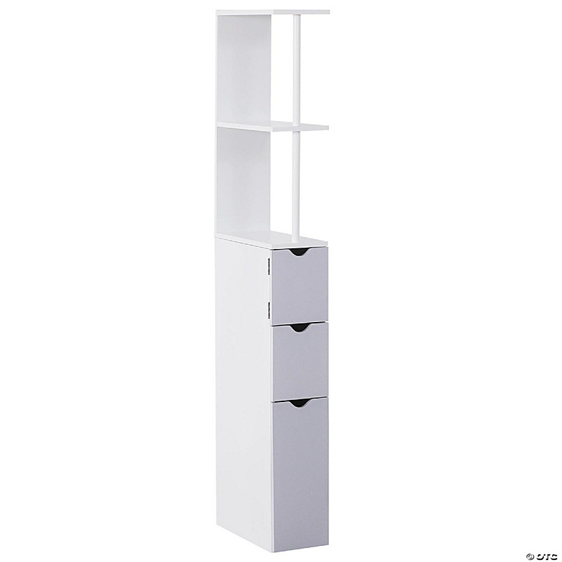 https://s7.orientaltrading.com/is/image/OrientalTrading/FXBanner_808/homcom-54-tall-bathroom-storage-cabinet-freestanding-linen-tower-with-2-tier-shelf-and-drawers-narrow-side-floor-organizer-grey-and-white~14218067.jpg