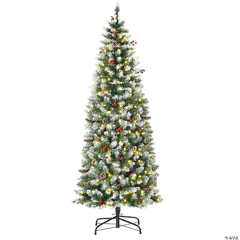 6 ft Artificial Snow Flocked Christmas Tree Pre Lit Holiday