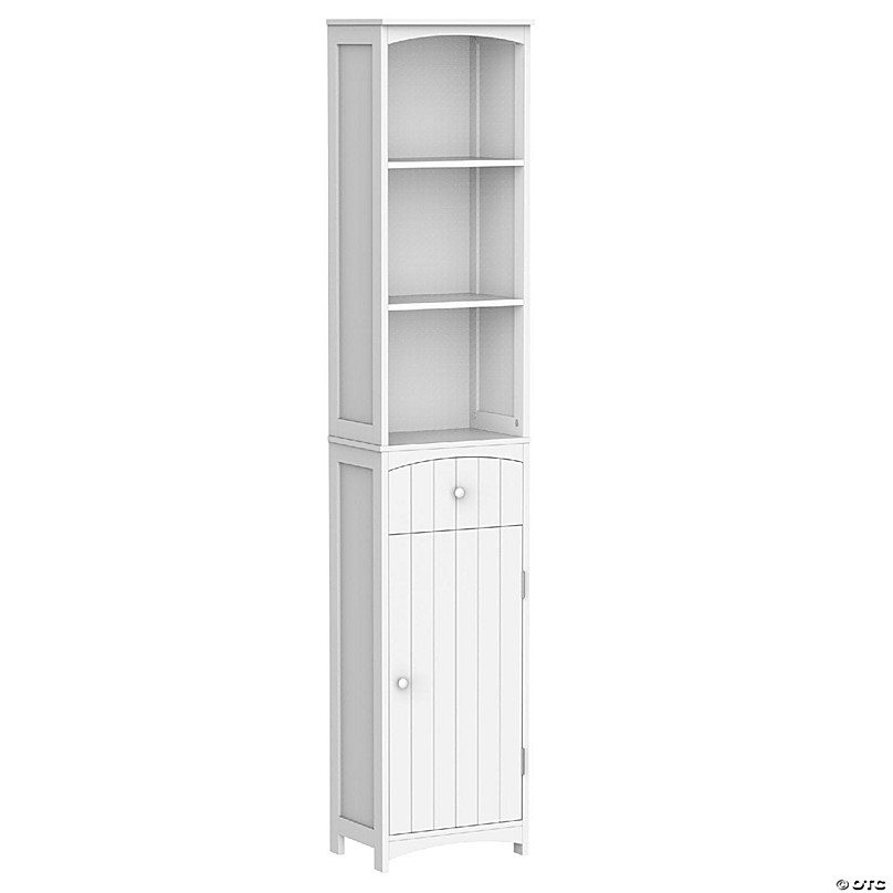 Bathroom Cabinet Side Tall Storage Unit Shelf Cupboard Drawer White 