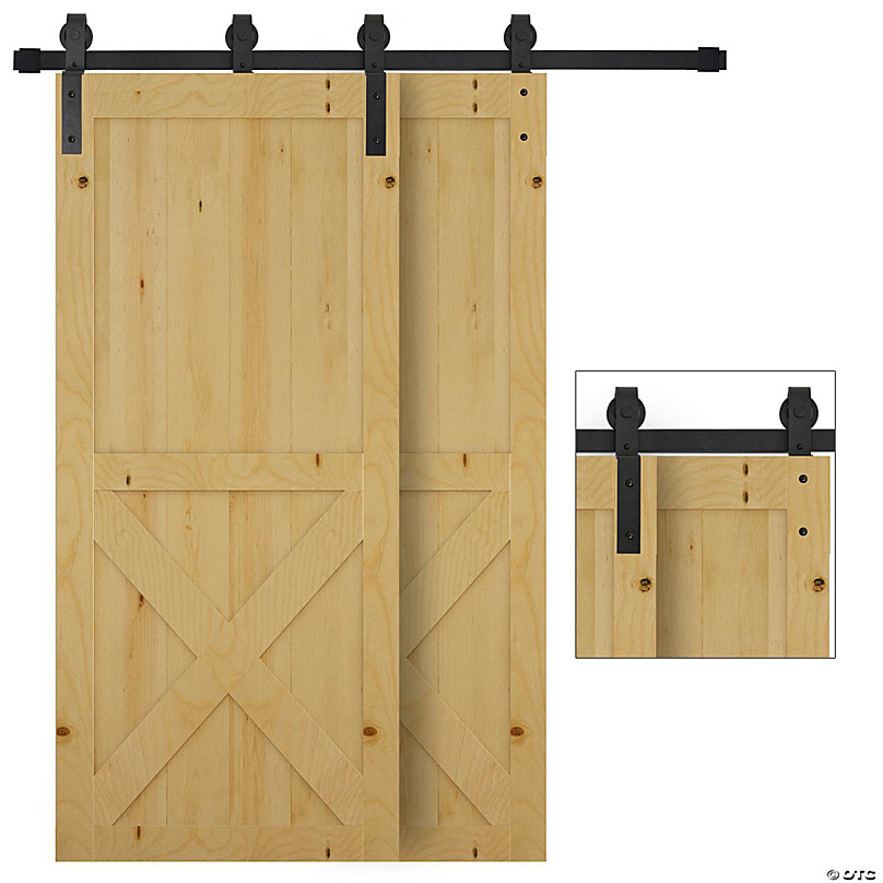 Homcom Carbon Steel Sliding Barn Door, How To Make Double Sliding Barn Doors