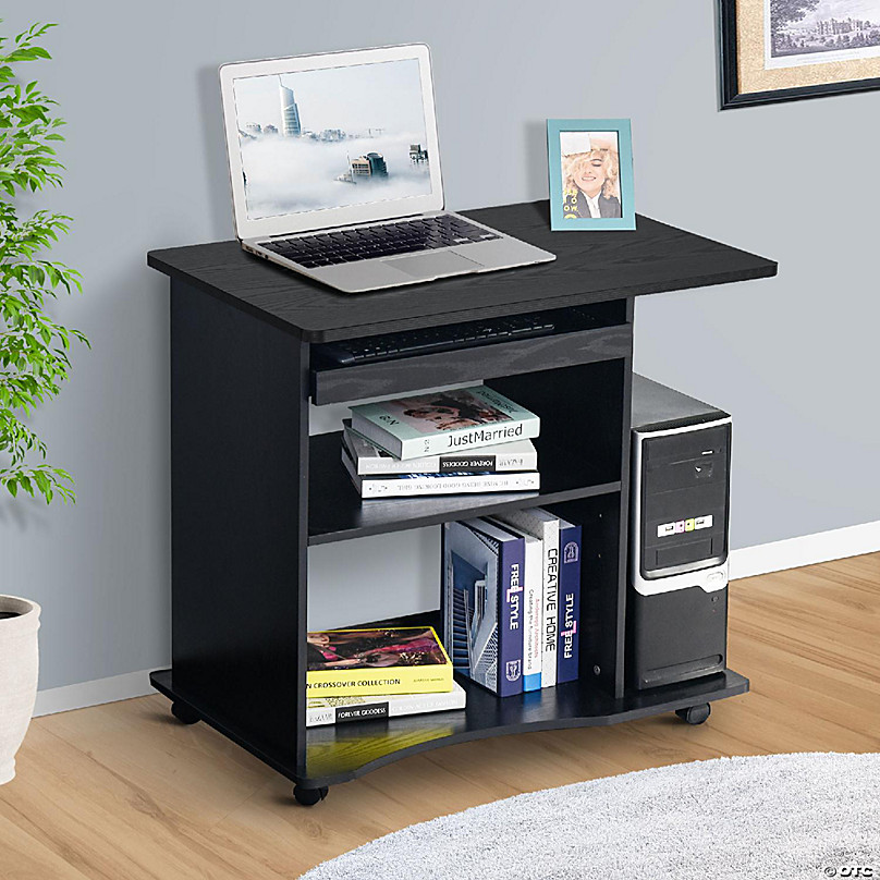 Compact Computer Desk for small spaces, Printer Shelf, Keyboard