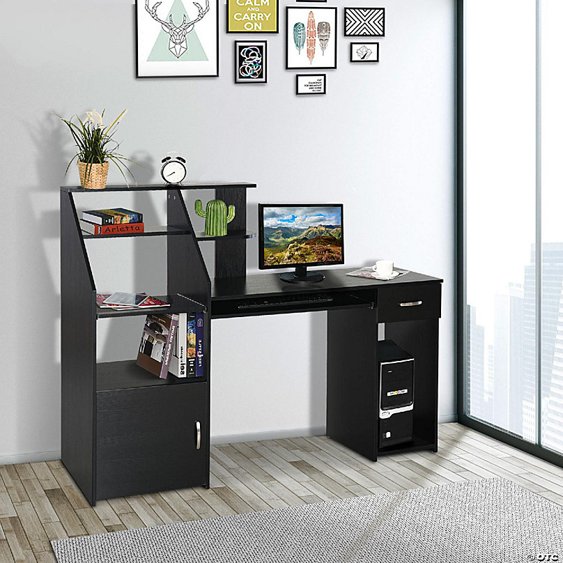 x desk with pullout drawer and shelf