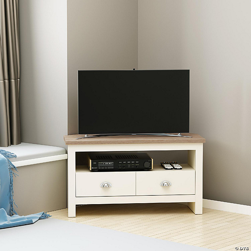 Homcom Corner Tv Stand Up To 50, Small Corner Tv Console Table