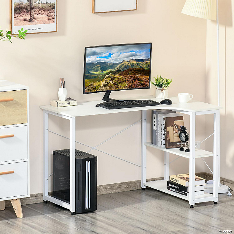 HOMCOM Corner Computer Desk with Steel Frame for Small Spaces