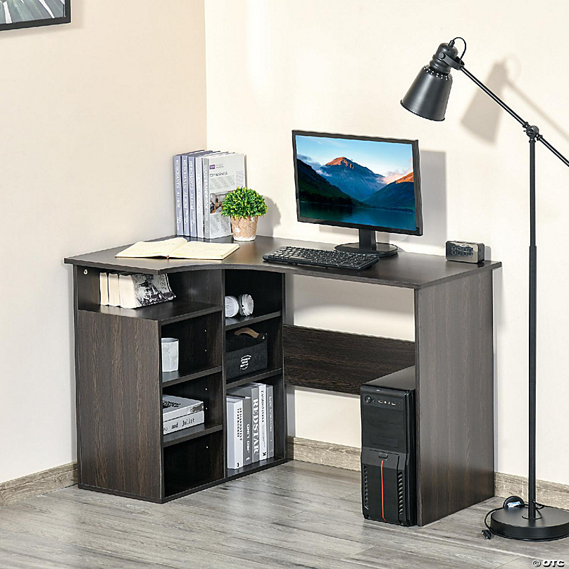 Work Office Desk Wooden L-shaped With Shelf Corner Computer Desk PC Study Desk A 