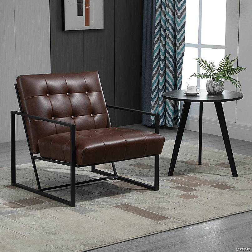 https://s7.orientaltrading.com/is/image/OrientalTrading/FXBanner_808/homcom-mid-century-modern-accent-chair-faux-leather-sofa-button-tufted-armchair-metal-frame-brown~14219603-a02.jpg