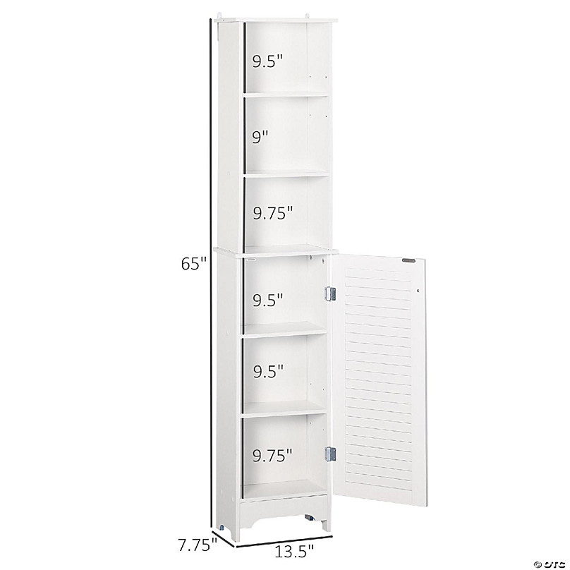 HOMCOM Tall Narrow Bathroom Storage Cabinet with Doors and Shelf  Adjustability, Freestanding Bathroom Linen Cabinet with