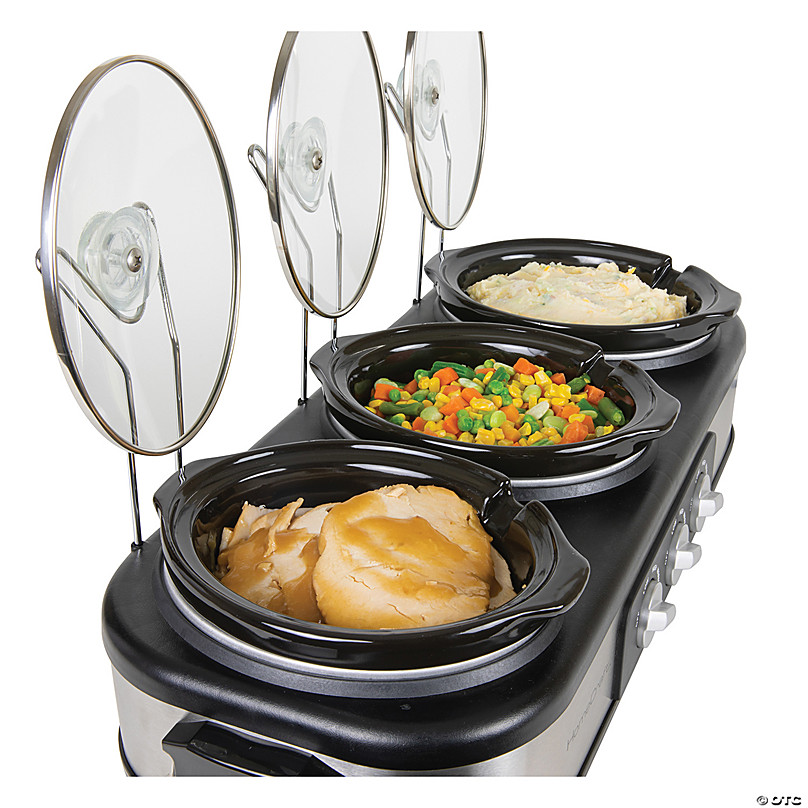  Slow Cooker, Dual and Red Triple Slow Cooker Buffet Server  Multiple Pot Food Warmer, Slow Cooker Buffet Food Warmer Adjustable Temp  Lid Rests Stainless Steel: Home & Kitchen