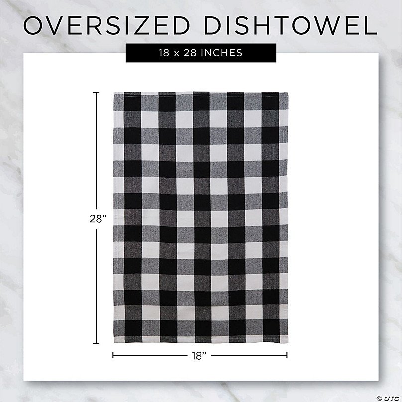 Black Checked Farmhouse Kitchen Towels, Set of 4