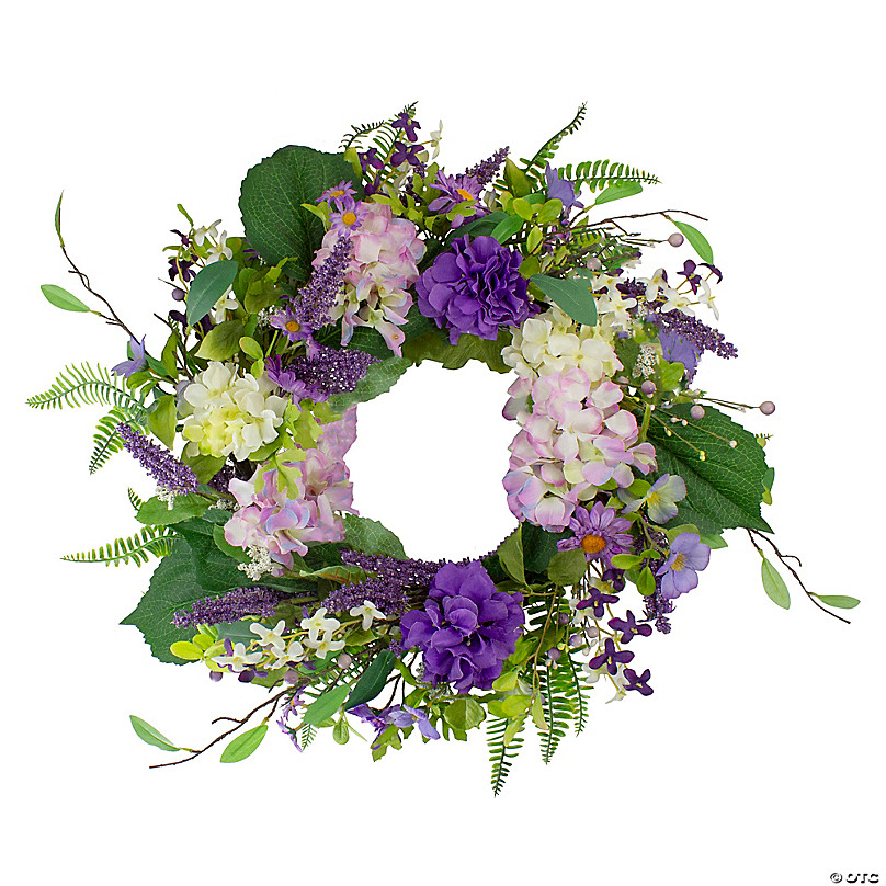 Eucalyptus and Hydrangea Floral Berry Spring Wreath 23 Purple