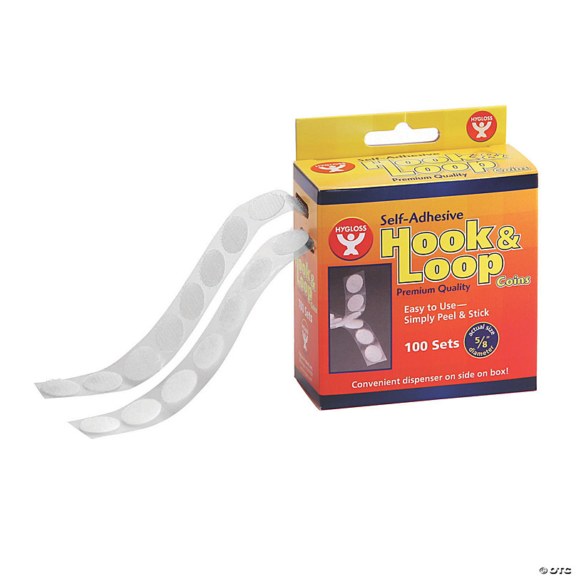 Self-Sticking Hook 'N Loop Dots 5/8, White, 10 Sets Per Pack, 12 Packs