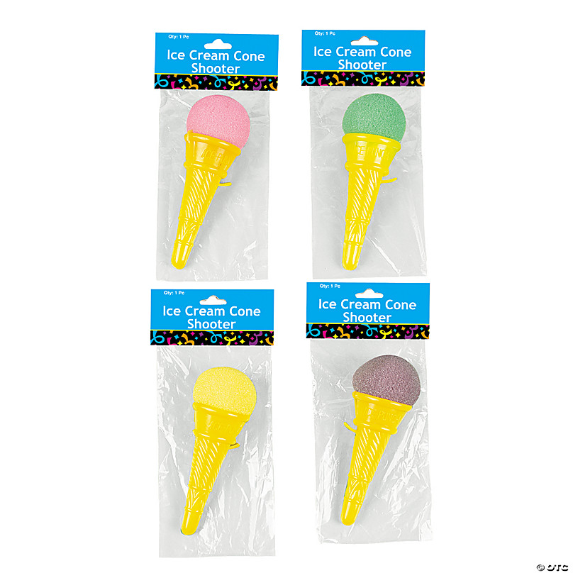 Pack of 12-4 Inch Overall Size Plastic Cone and Foam Ball on a String Dazzling Toys 4 Ice Cream Shooters 