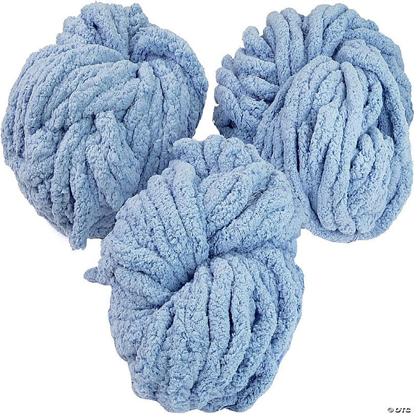 iDIY Chunky Yarn 3 Pack (24 Yards Each Skein) - ICY Blue - Fluffy Chenille  Yarn Perfect for Soft Throw and Baby Blankets, Arm Knitting, Crocheting and  DIY Craft