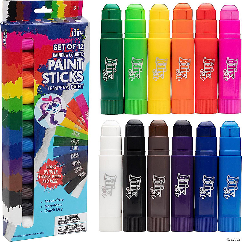 Idiy Tempera Paint Sticks (12 pc Vibrant Colors)-For Classroom Arts &  Crafts, Draw & Paint on Wood, Paper, Ceramic, Canvas! Quick Dry, Non-Toxic,  Mess Free