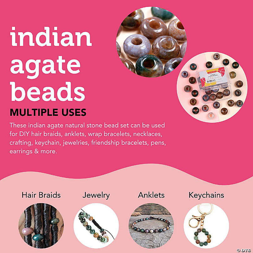 Incraftables 12mm Indian Agate Beads for Jewelry Making 20pcs. Best Natural  Stone Beads for Jewelry Making 6mm Hole Size 