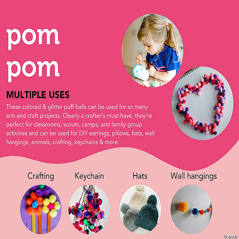 4000 Pcs 1 Cm Assorted Pom Poms Multicolors Craft Pompoms, Mini Pom