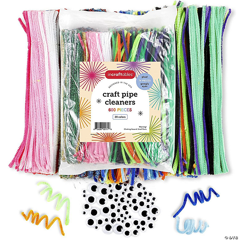 Incraftables 600pcs Pipe Cleaners Craft Supplies Set (20 Colors). Best  Thick Fuzzy Chenille Stems Sticks with Googly Eyes Colorful Assorted