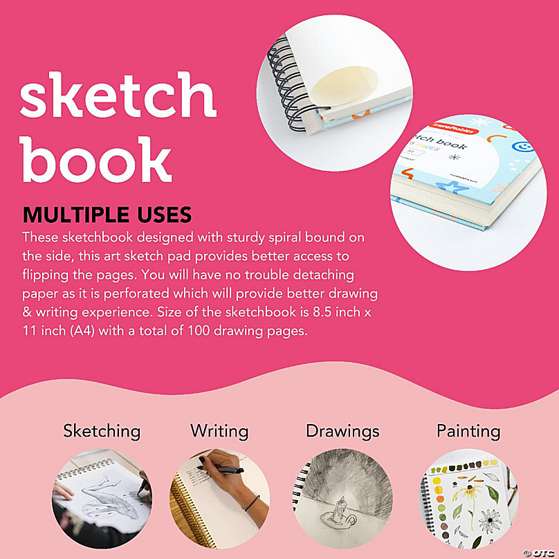 Sketch Book 100 Sheets Hardcover Spiral Bound Sketchbook Drawing Paper Art  Supplies For Students Painting Enthusiasts Artists : : Home