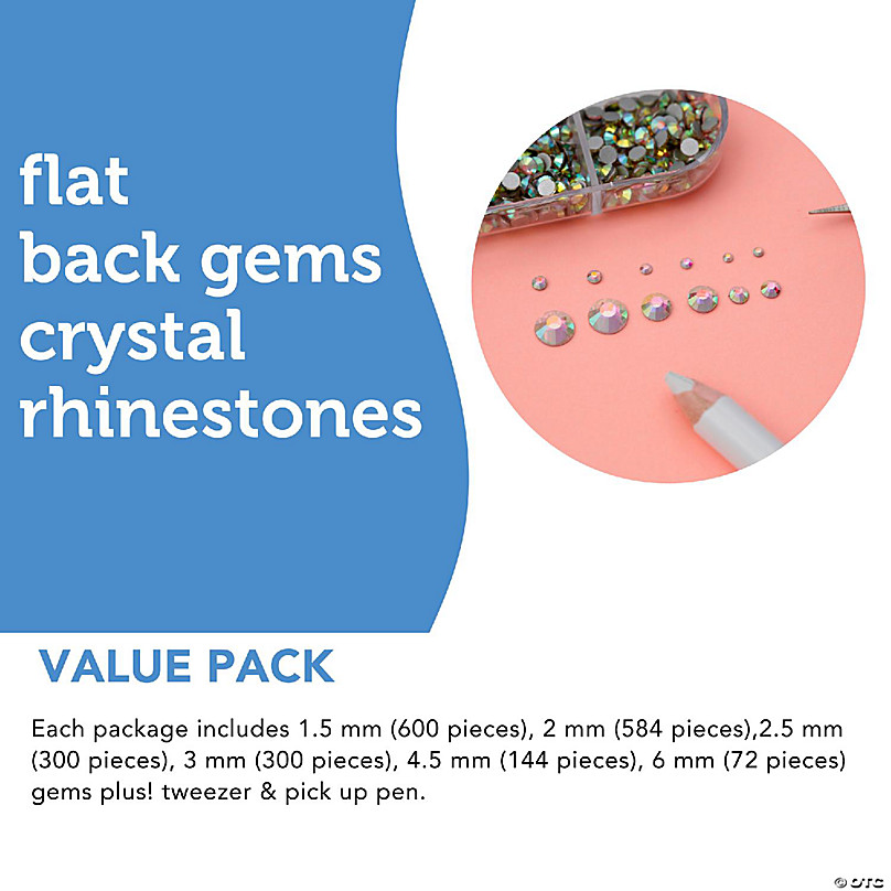 Incraftables Assorted Crystal Rhinestones (2000pcs). AB Crystal Rhinestone  Stickers. Assorted Clear Rhinestones Big & Small (1.5-6mm). Bulk Silver  Flat Back Gems For DIY Crafts, Clothes, Nails & Shoes