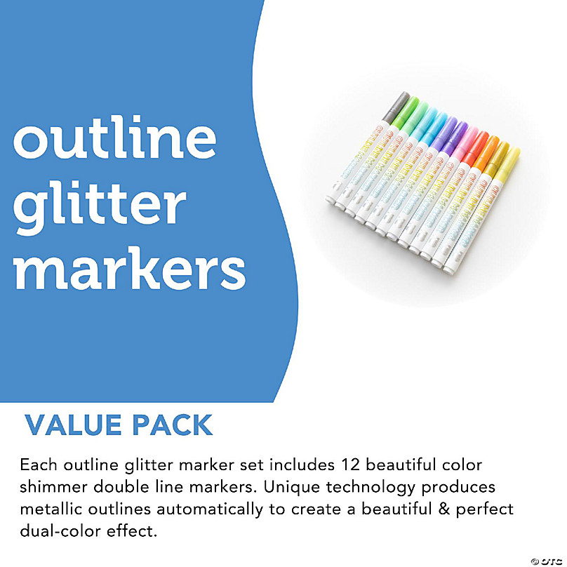 Double Line Outline Pens 12 Colors Metallic Pens Glitter Pens