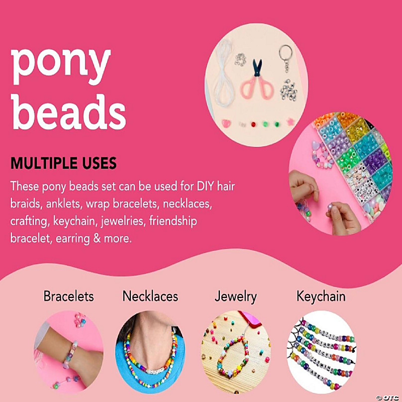 3600Pcs Kandi Beads Bracelet Making Kit, 9Mm Pony Beads for Bracelets  Making Inc