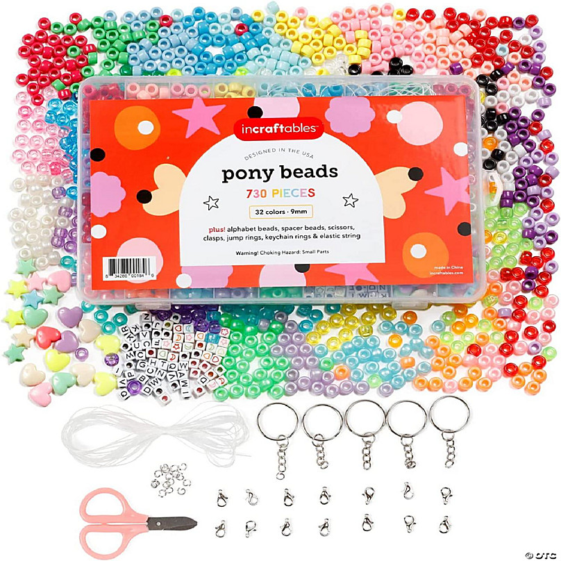 Pony Beads, 3,300 pcs 9mm Pony Beads Set in 23 Colors with Letter Beads,  Star Beads and Elastic String for Bracelet Jewelry Making by INSCRAFT 